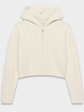 Aritzia Cream Cable-Knit Zip Hoodie